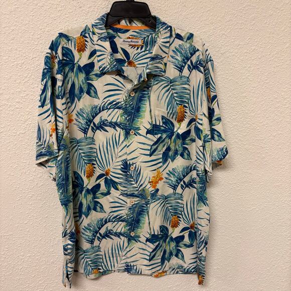 Tommy Bahama Tropical Short Sleeve Button Up Shirt Silk Size XL